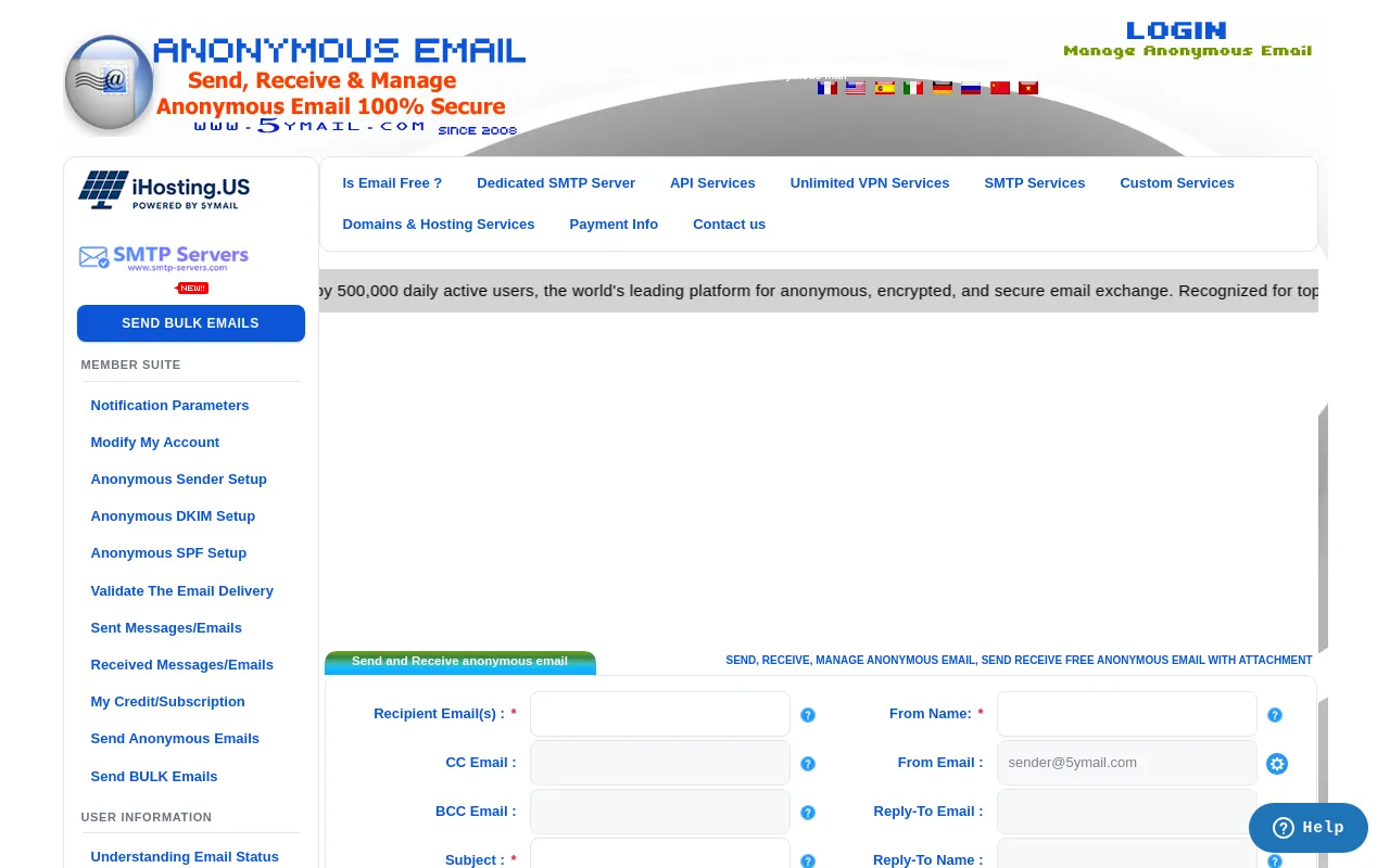 Screenshot of 5ymail.com