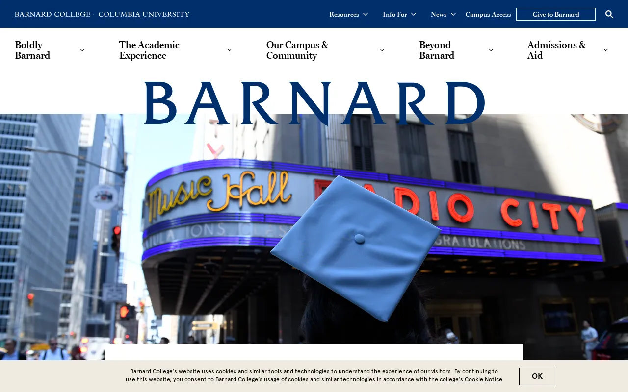 Screenshot of barnard.edu