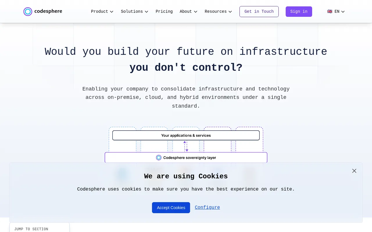 Screenshot of codesphere.com