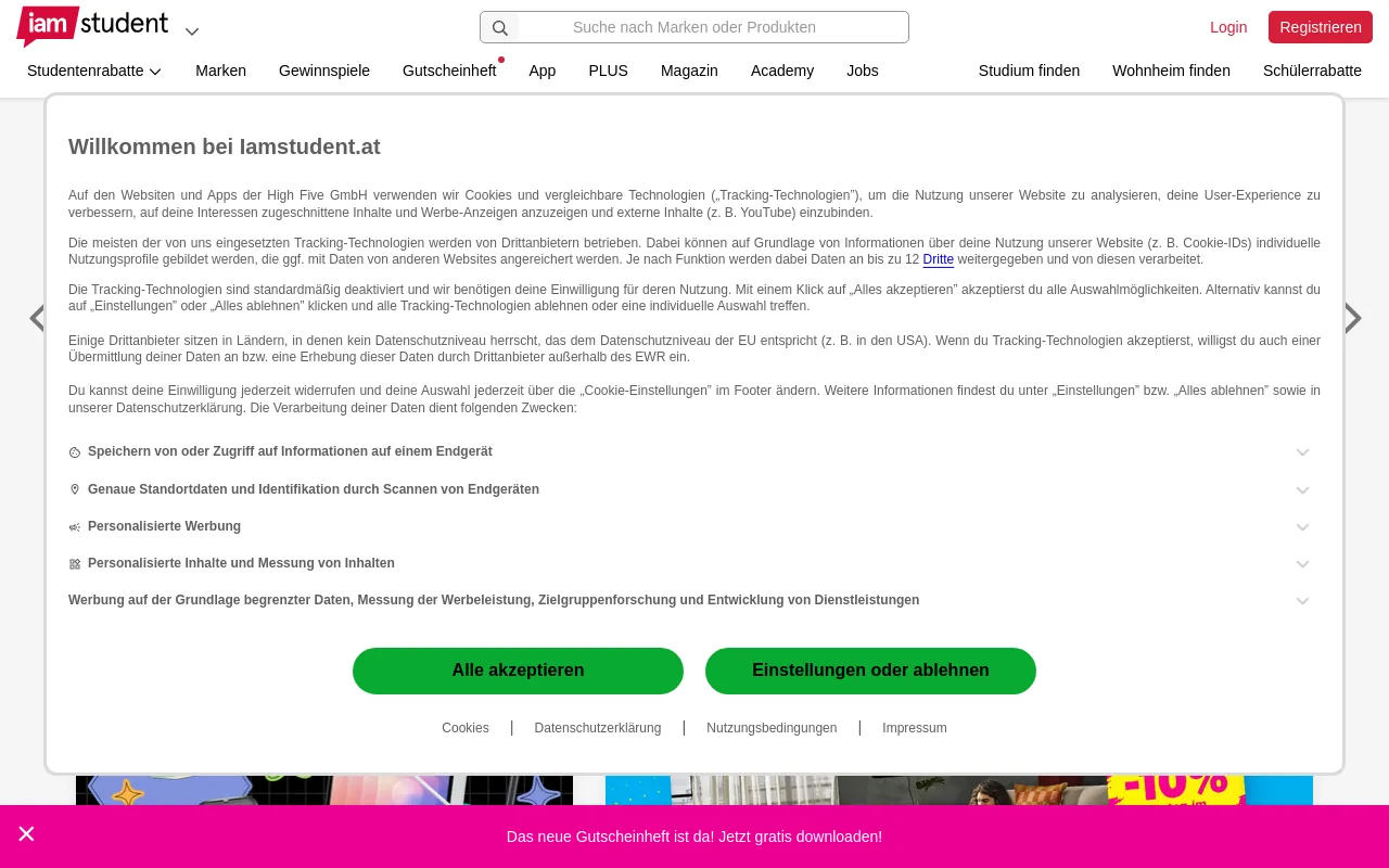 Screenshot of iamstudent.at