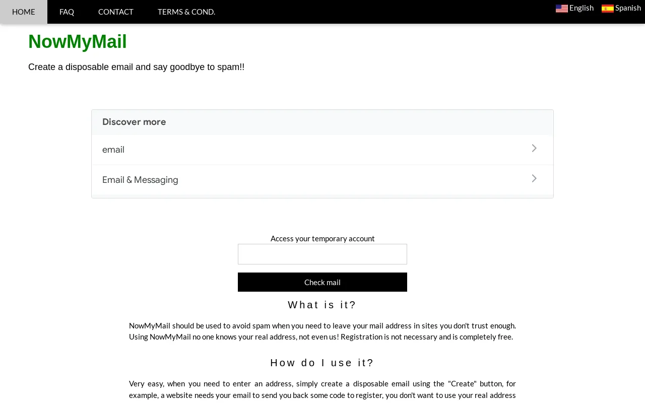 Screenshot of nowmymail.com