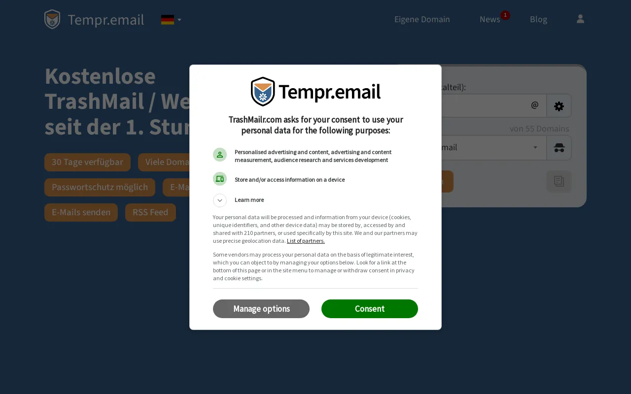 Screenshot of spambog.de