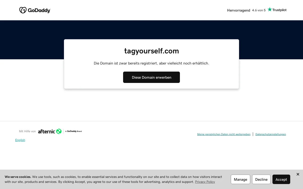 Screenshot of tagyourself.com