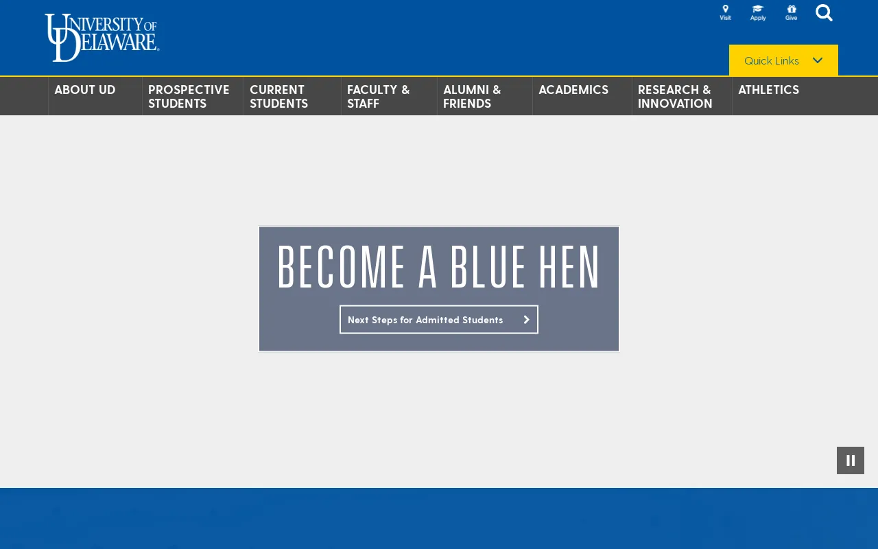 Screenshot of udel.edu